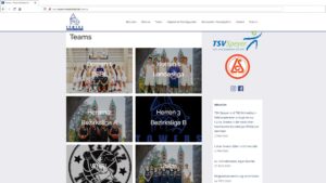 Desktopversion av webbsida med löpande uppdateringar | Towers Basketball, Tyskland